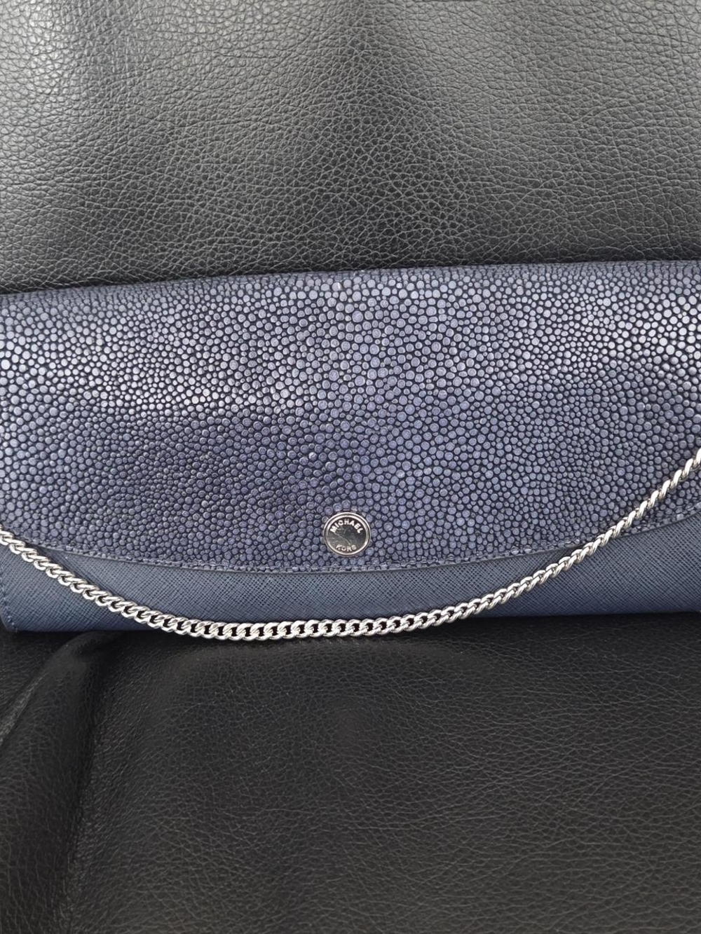 Michael Kors Navy 3 In 1 Textured Clutch Wallet Set - Picture 3 of 6